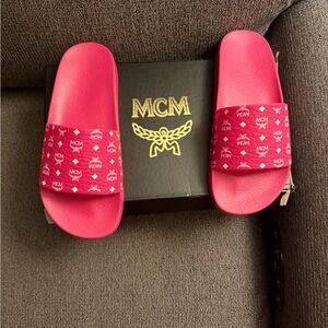 MCM Fuchsia Purple Slide Sandals